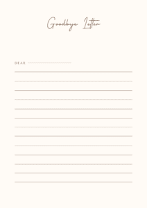 Grief Goodbye Letter free Printable