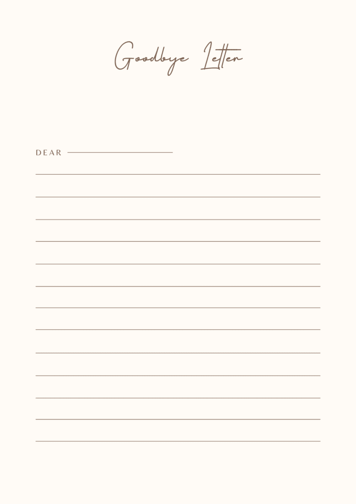 Grief Goodbye Letter free Printable