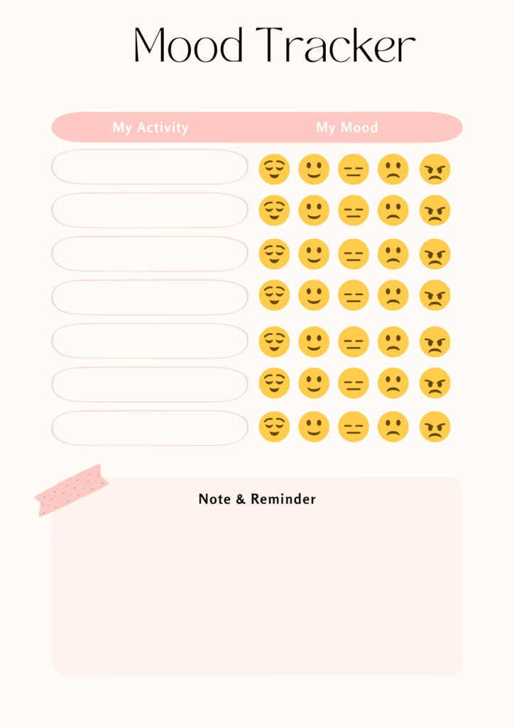 Mood tracker free Printable