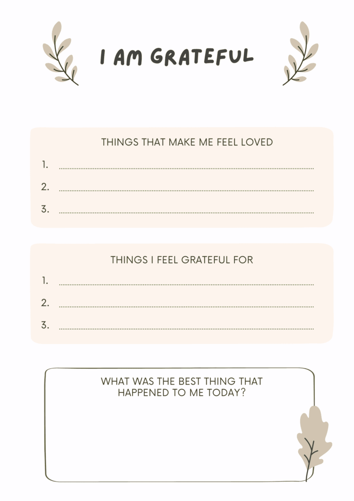 gratitude journal free Printable