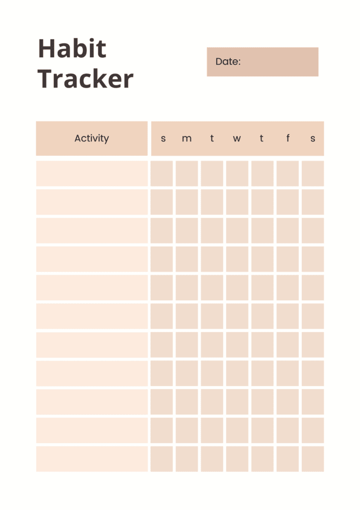 Habit tracker free Printable