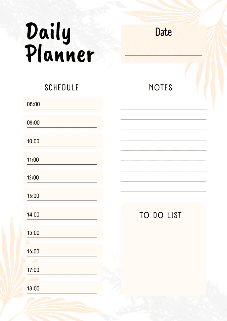 Daily Planner free Printable