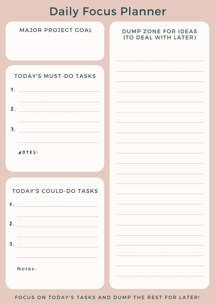 Free Printables - Daily Focus Planner